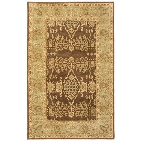 Safavieh 4 x 6 ft. Small Rectangle Traditional Bergama- Brown and Green Hand Tufted Rug BRG190B-4